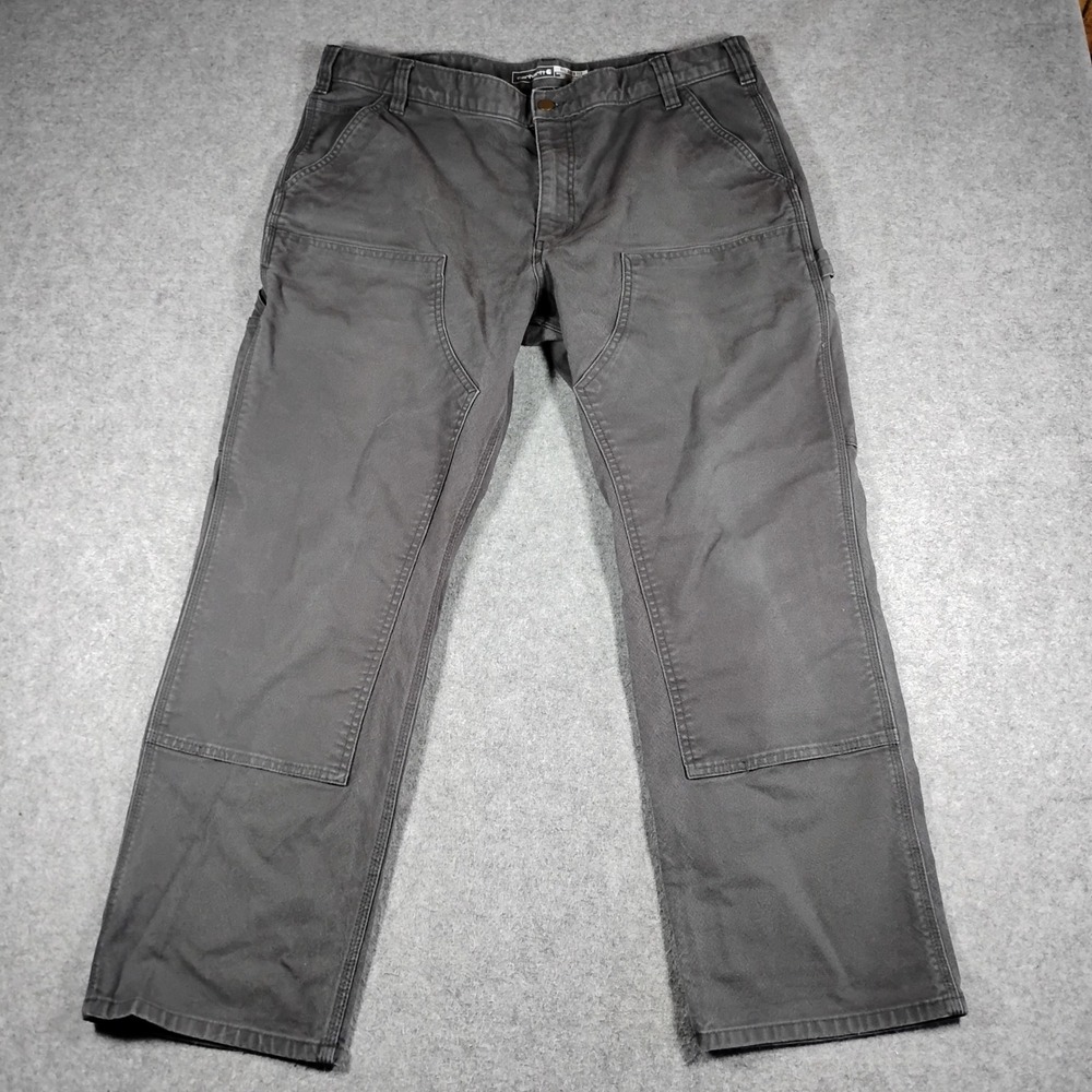 Carhartt Mens 40x30 Shadow Grey Rugged Flex Double Knee Duck Work Pants 103334